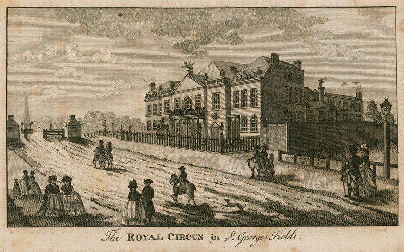 Royal Circus i St Georges Fields, Surrey, nära obelisken av English School