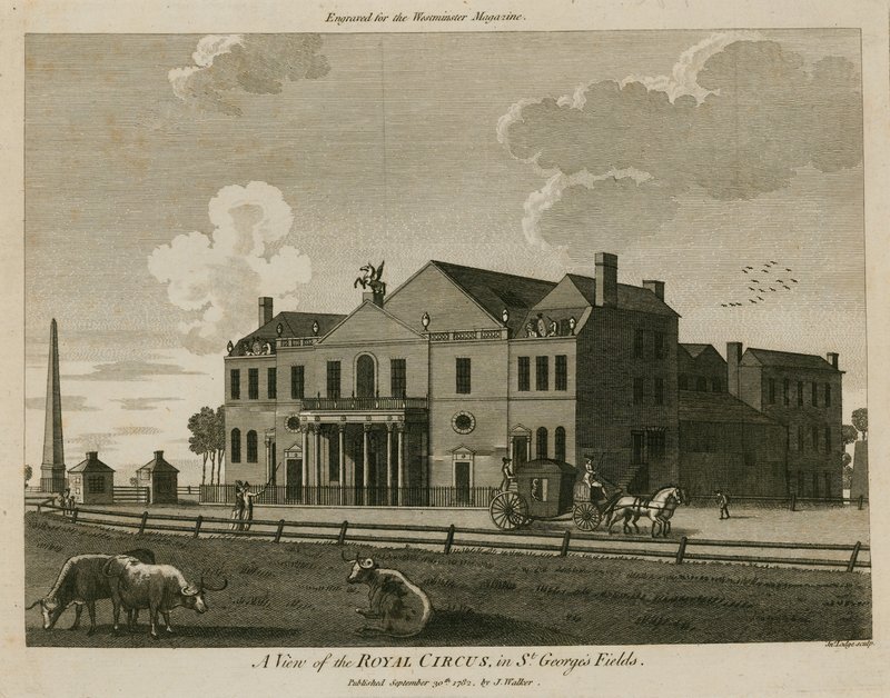 Royal Circus i St Georges Fields, Surrey, nära obelisken av English School