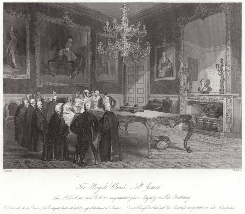 Den kungliga garderoben i St James Palace av English School