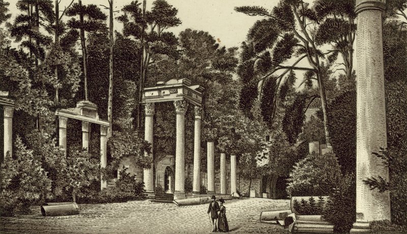 Ruinerna, Virginia Water (litografi) av English School