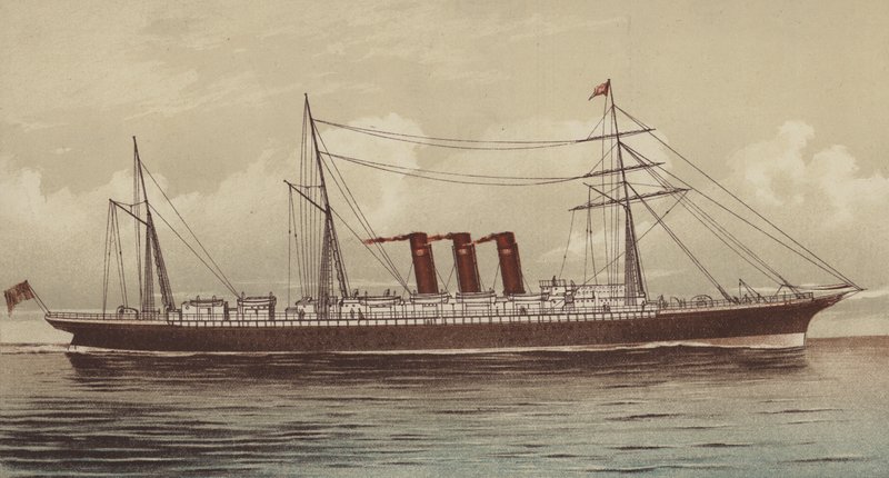 SS "City of New York", Inman och International Line (chromolitho) av English School