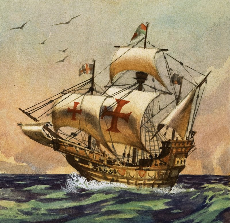 Santa Maria som 1492 tog Columbus till den nya världen av English School