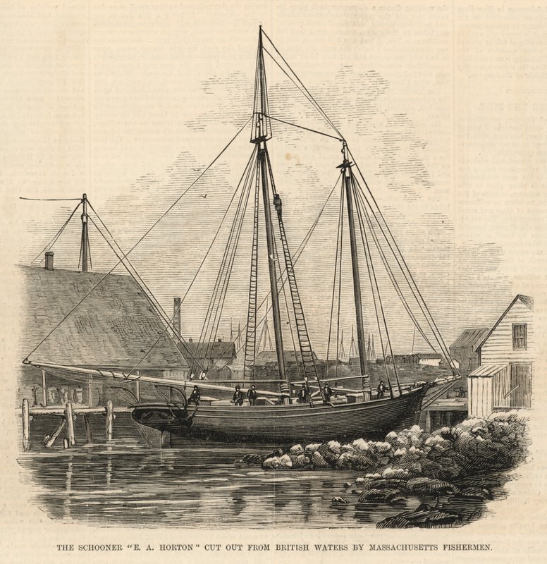 Schooner E A Horton utskuren från brittiska vatten av Massachusetts fiskare av English School