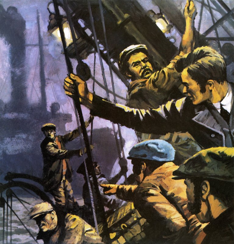 Havsvargen. Illustration till boken av Jack London. av English School