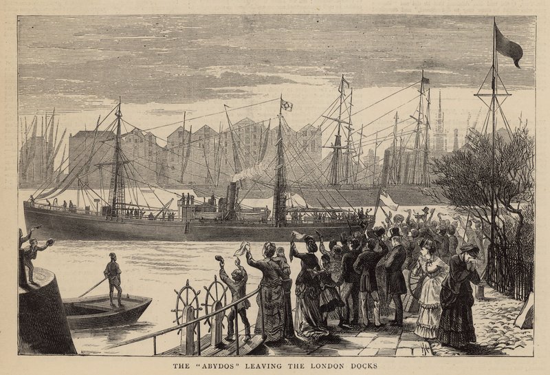 Sökandet efter Dr Livingstone; Abydos lämnar Londons hamnar av English School