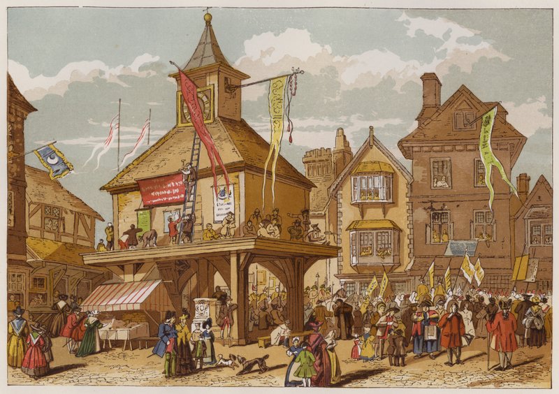 Shakspere Jubilee i Stratford-upon-Avon (litho i färg) av English School