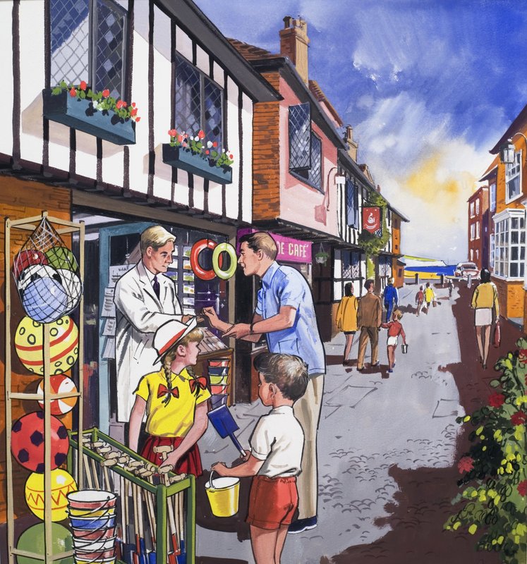 The Shop Keeper (gouache på papper) av English School