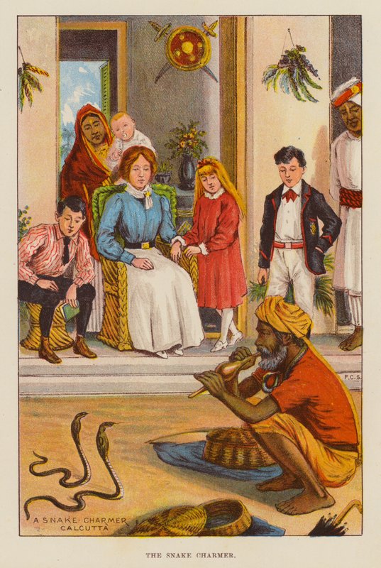 The Snake Charmer (litho i färg) av English School