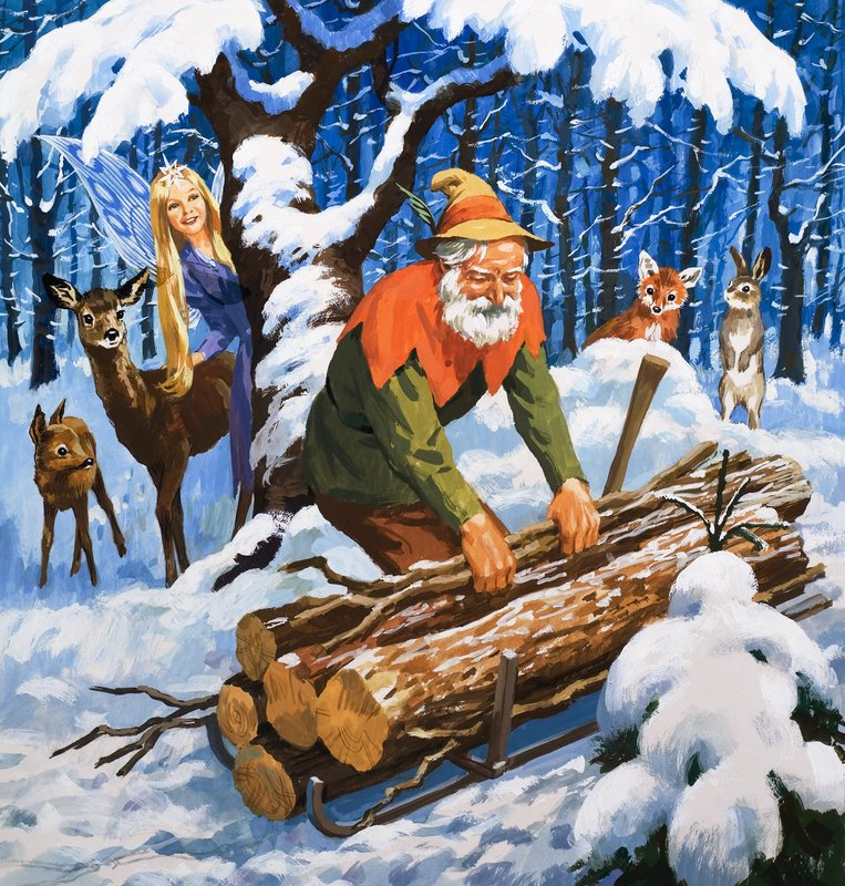 The Snow Fairy, illustration från "Once Upon a Time" (gouache på papper) av English School