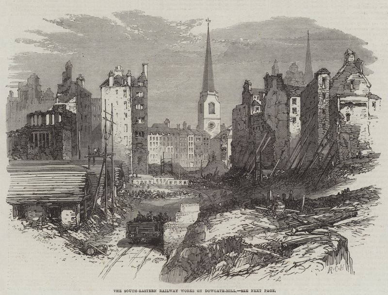 South-Eastern Railway Works on Dowgate-Hill (gravyr) av English School