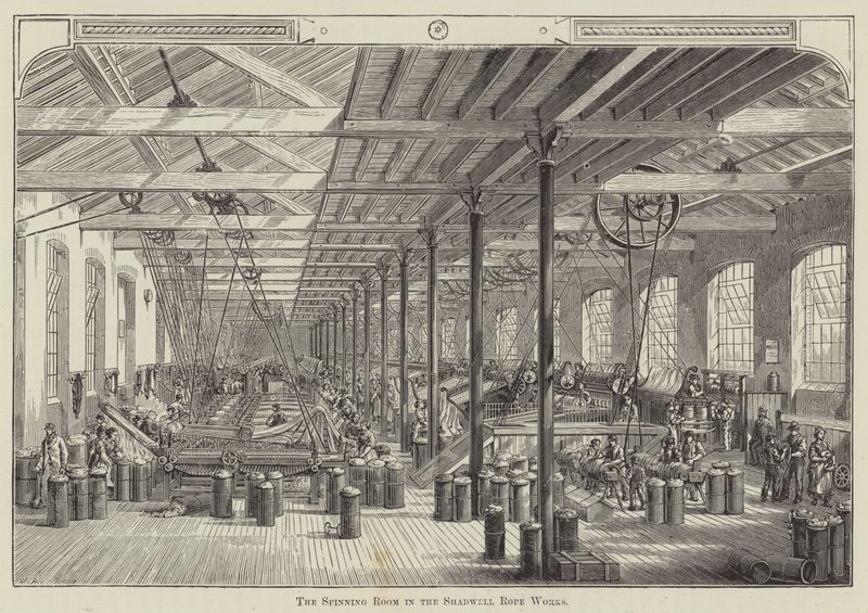 The Spinning Room in the Shadwell Rope Works (gravyr) av English School
