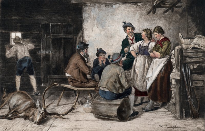 The Sportsmans Rest (fotogravyr i färg) av English School