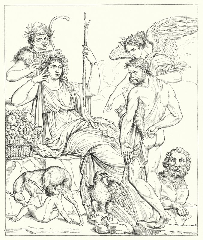 Historien om Hercules och Telefhus (gravyr) av English School