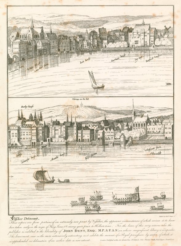 The Strand, London, från Themsen på 1600-talet av English School