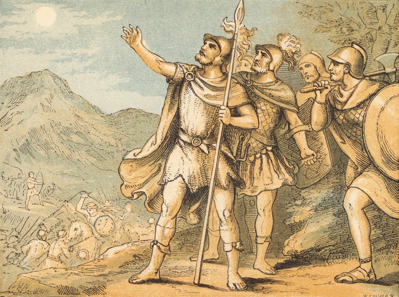Solen och månen står stilla (färgad gravyr) av English School