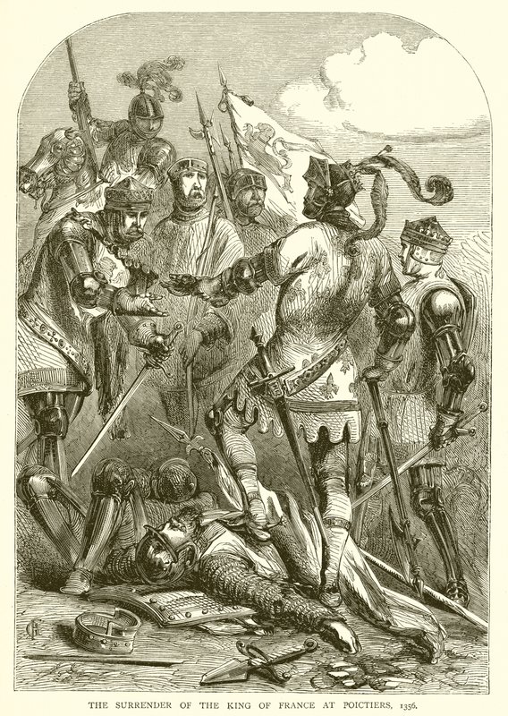 Överlämnandet av kungen av Frankrike vid Poictiers, 1356 av English School