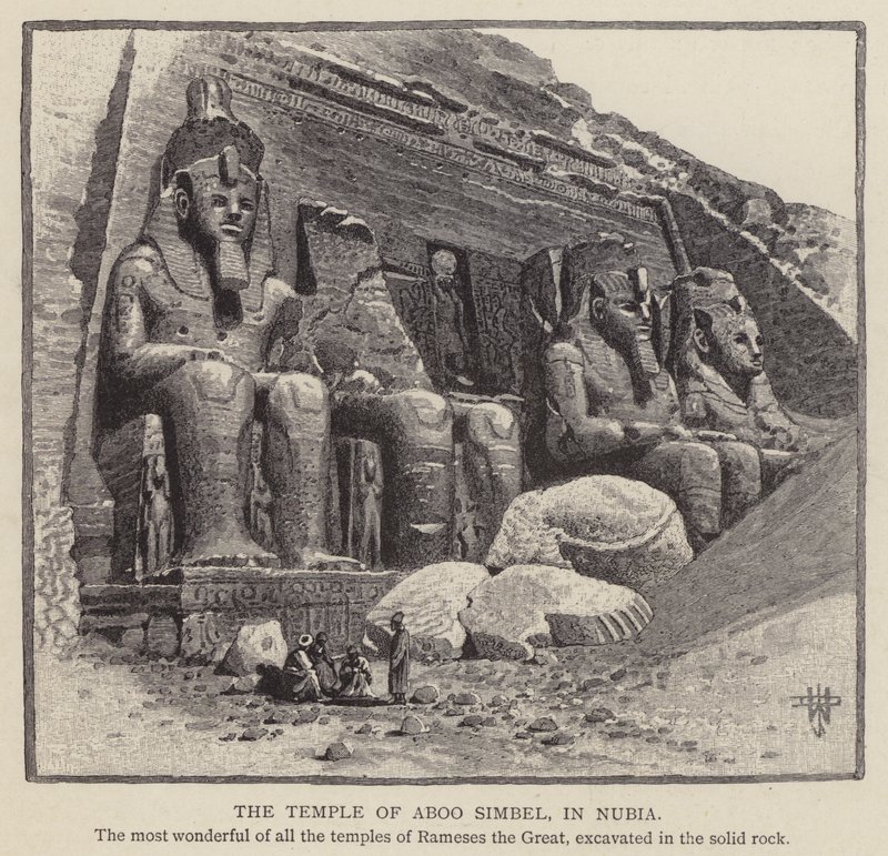 Aboo Simbels tempel, i Nubia (gravyr) av English School
