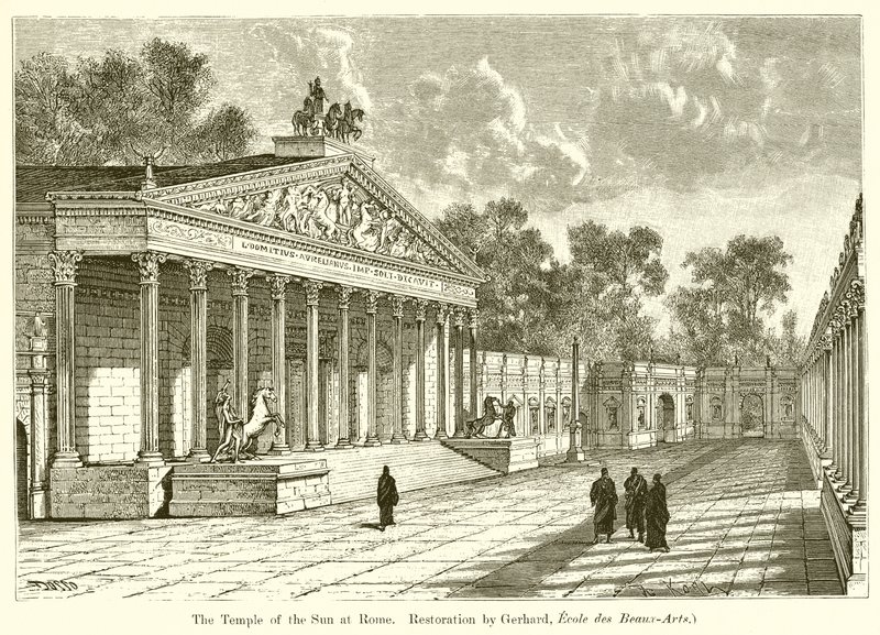 Solens tempel i Rom. Restaurering av Gerhard, Ecole des Beaux-Arts) av English School