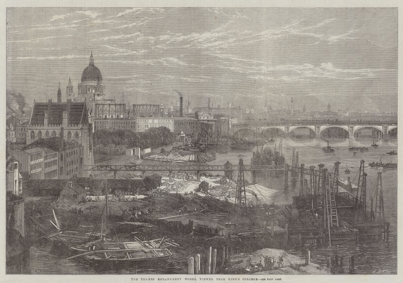 The Thames Embankment Works, sett från King