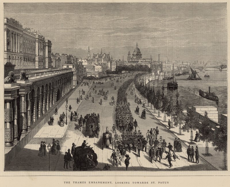 Themsen Embankment, med utsikt mot St Pauls av English School