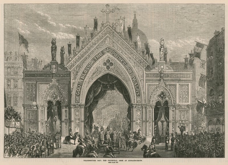 Thanksgiving Day: triumfbågen vid Ludgate Hill av English School