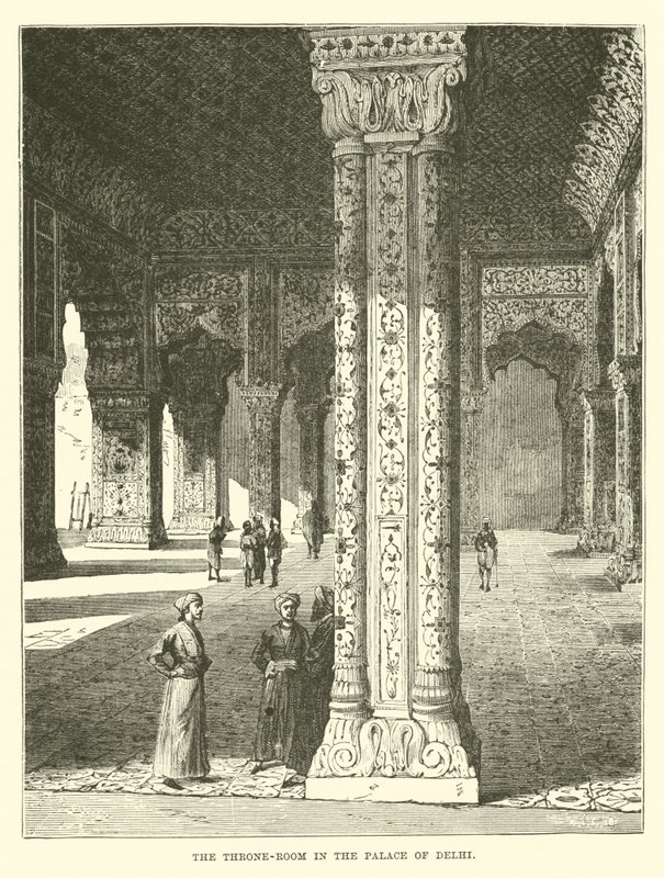 Throne-rummet i Palace of Delhi av English School