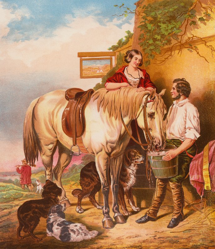 The Travellers (färglitografi) av English School