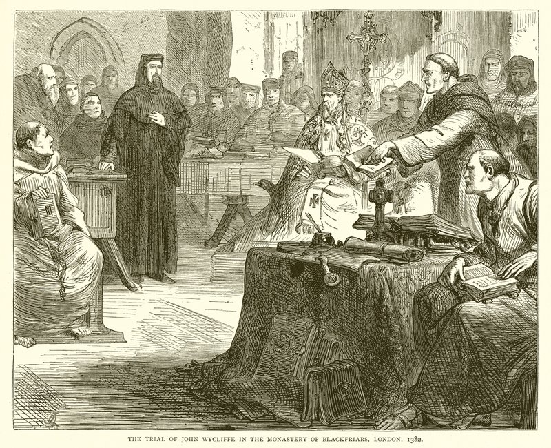 Rättegången mot John Wycliffe i Monastery of Blackfriars, London, 1382 av English School