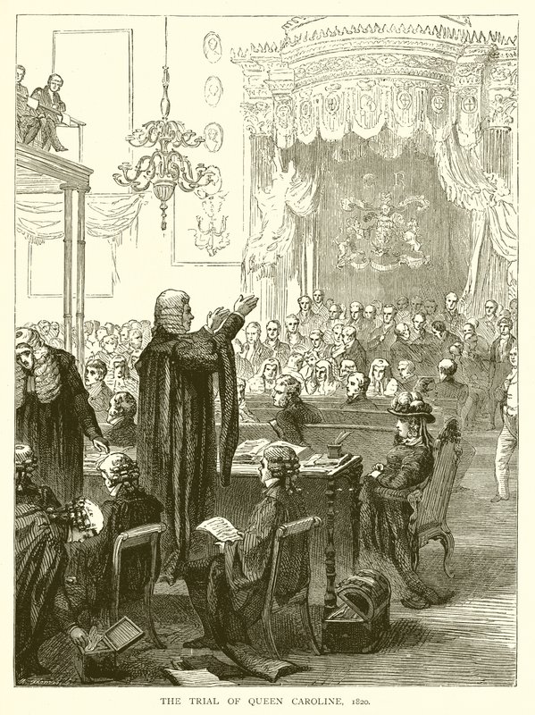 Rättegången mot drottning Caroline, 1820 av English School