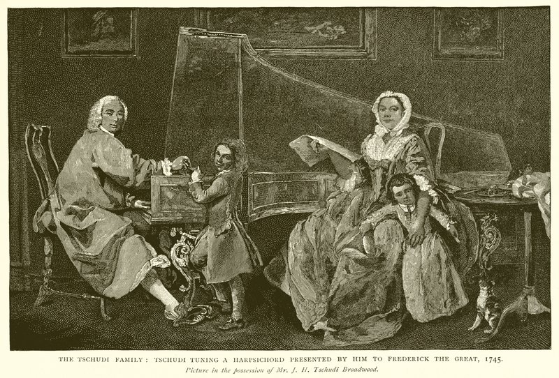 Familjen Tschudi: Tschudi Tuning a Presenterad av honom till Fredrik den Store, 1745 av English School