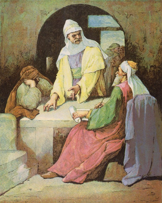 The Unjust Steward (färg litho) av English School