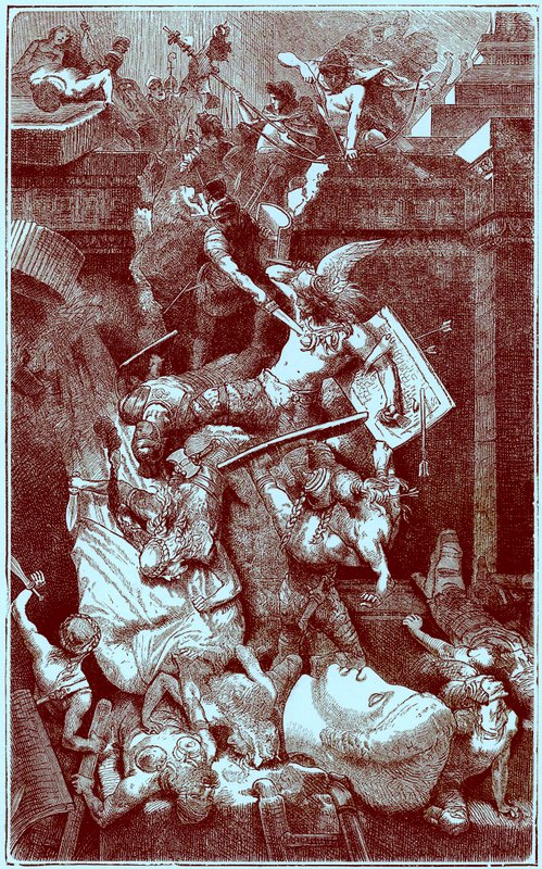 Vandalerna i Rom, illustration från The Illustrated History of the World, publicerad ca 1880 (digitalt förbättrad bild) av English School