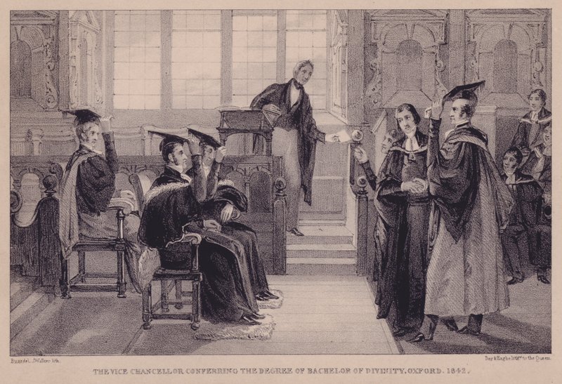 Vicekanslern som tilldelar graden Bachelor of Divinity, Oxford, 1842 av English School