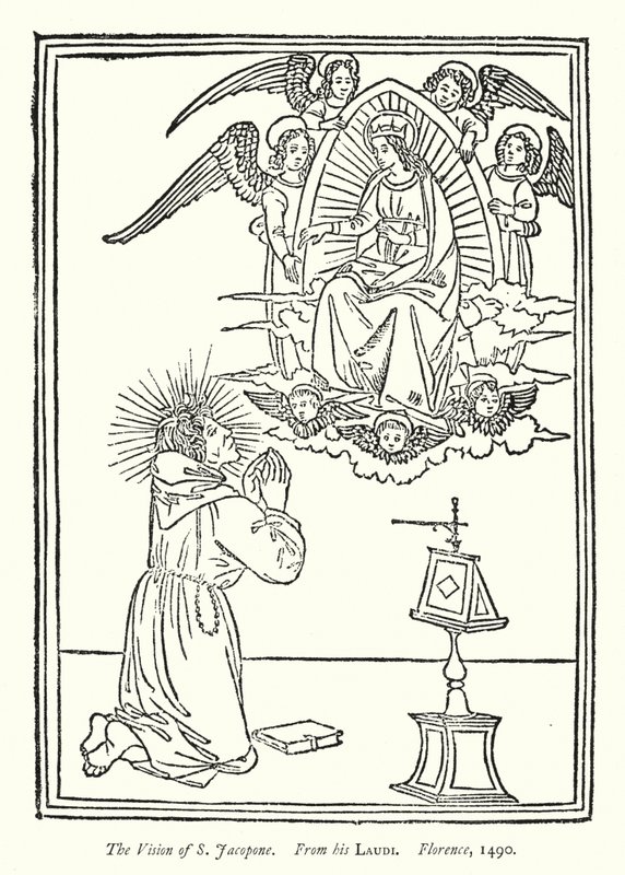 The Vision of S Jacopone, From his Laudi, Florence av English School