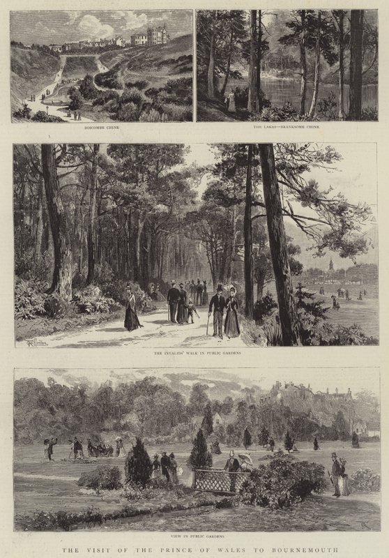 Prinsen av Wales besök i Bournemouth (gravyr) av English School