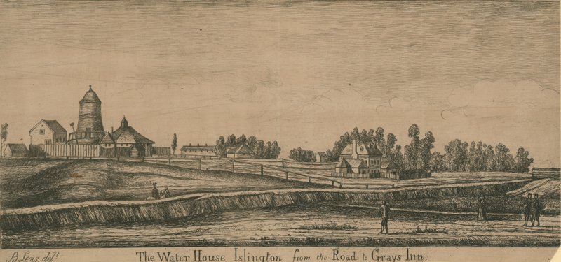 The Water House, Islington, från vägen till Grays Inn av English School
