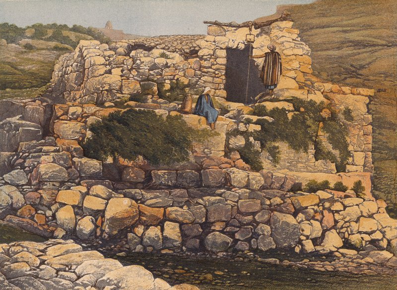 En-Rogels brunn, Jerusalem (färglitografi) av English School