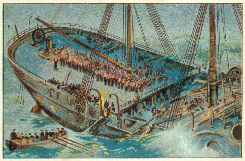 The Wreck of the "Birkenhead" (chromolitho) av English School
