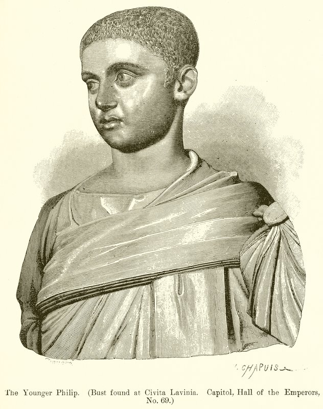 Den yngre Philip. (Byst hittad på Civita Lavinia. Capitol, Hall of the Emperors, nr 69) av English School