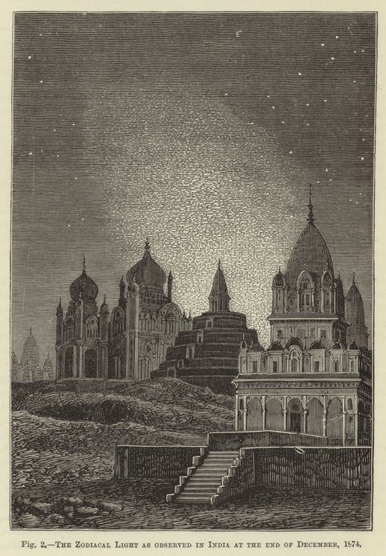 Zodiakalljuset som observerats i Indien i slutet av december 1874 av English School