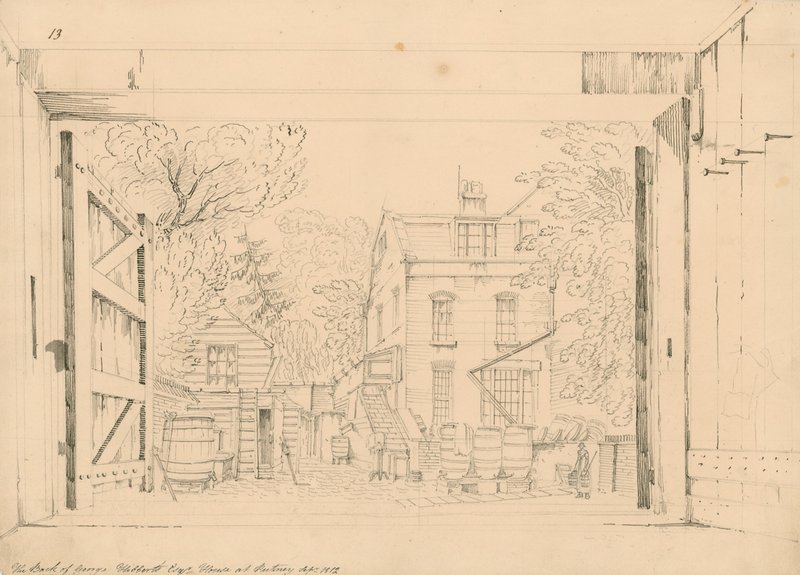 Baksidan av George Gibberts hus i Putney, september 1872 av English School