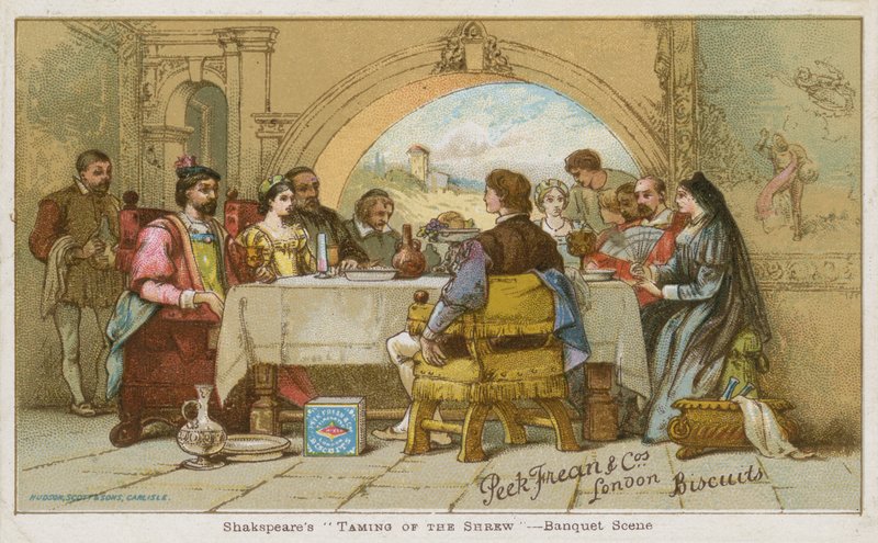 Bankettscenen från Shakespeares The Taming of the Shrew av English School