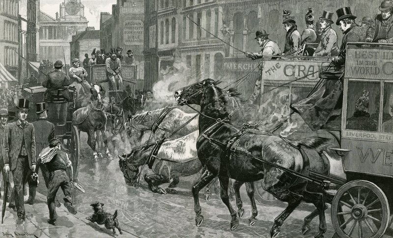Slaget om Londons gator - Ludgate Hill på en halt dag av English School