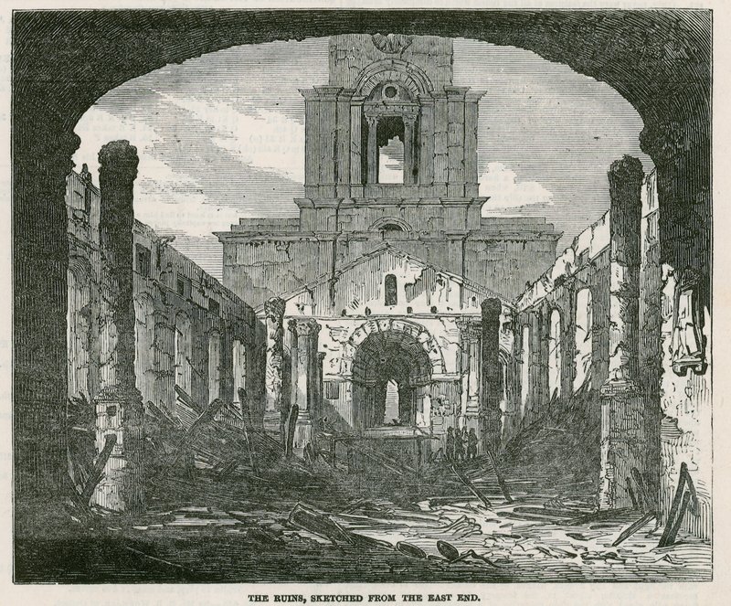 Brännandet av St Annes Church i Limehouse av English School