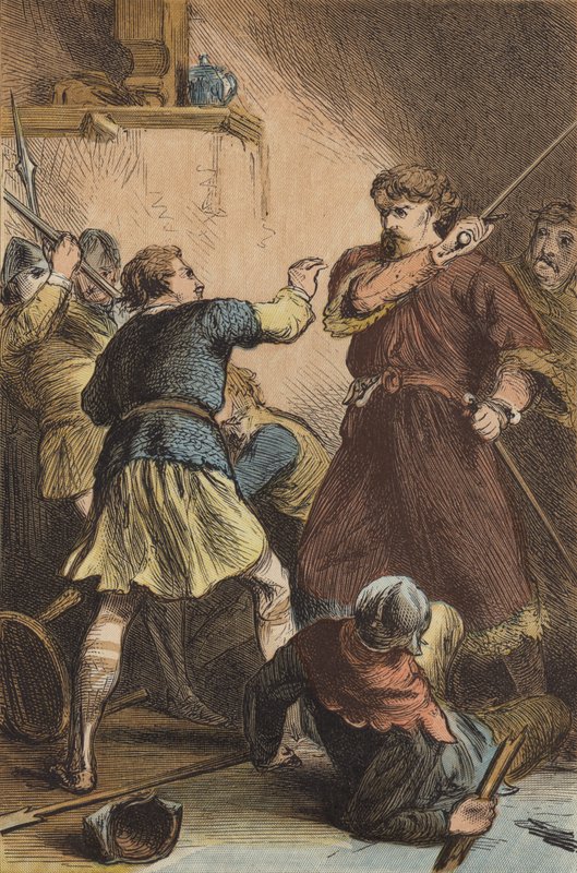 Tillfångatagandet av Richard I av Leopold av Österrike (färgad gravyr) av English School
