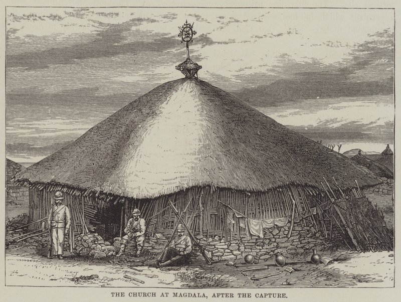 Kyrkan i Magdala, efter erövringen (gravyr) av English School