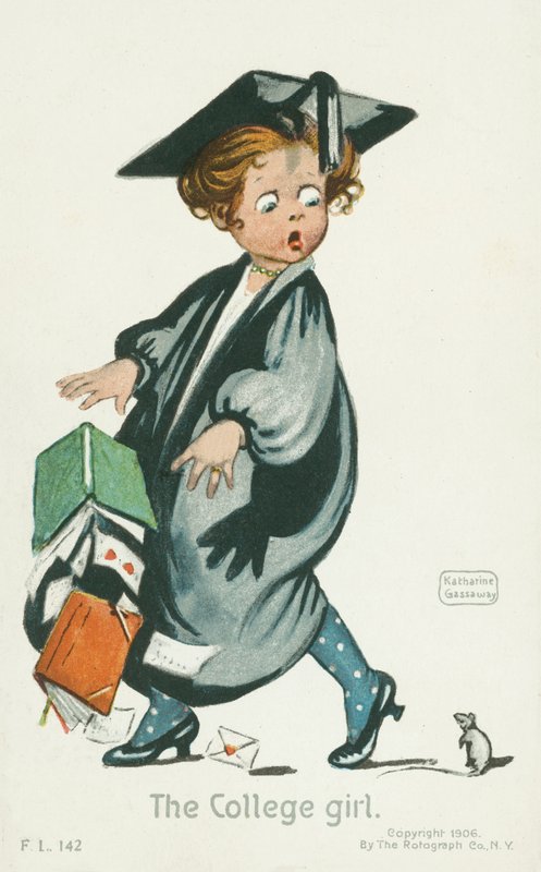 The college girl (färglitografi) av English School