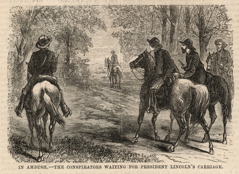 Konspiratörerna väntar på president Lincolns vagn av English School