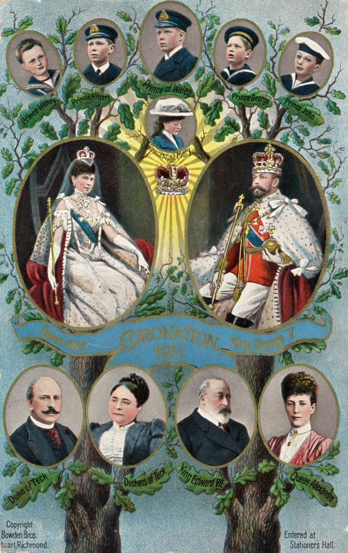 Kröningen av kung George V och drottning Mary av English School