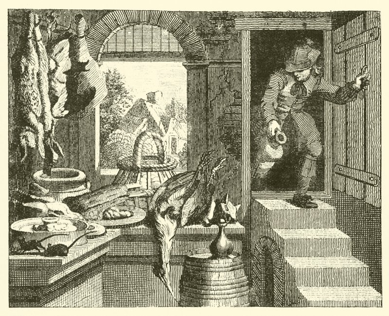 Landmusen och stadsmusen (gravyr) av English School